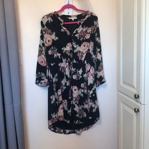 Navy blue dress with floral print